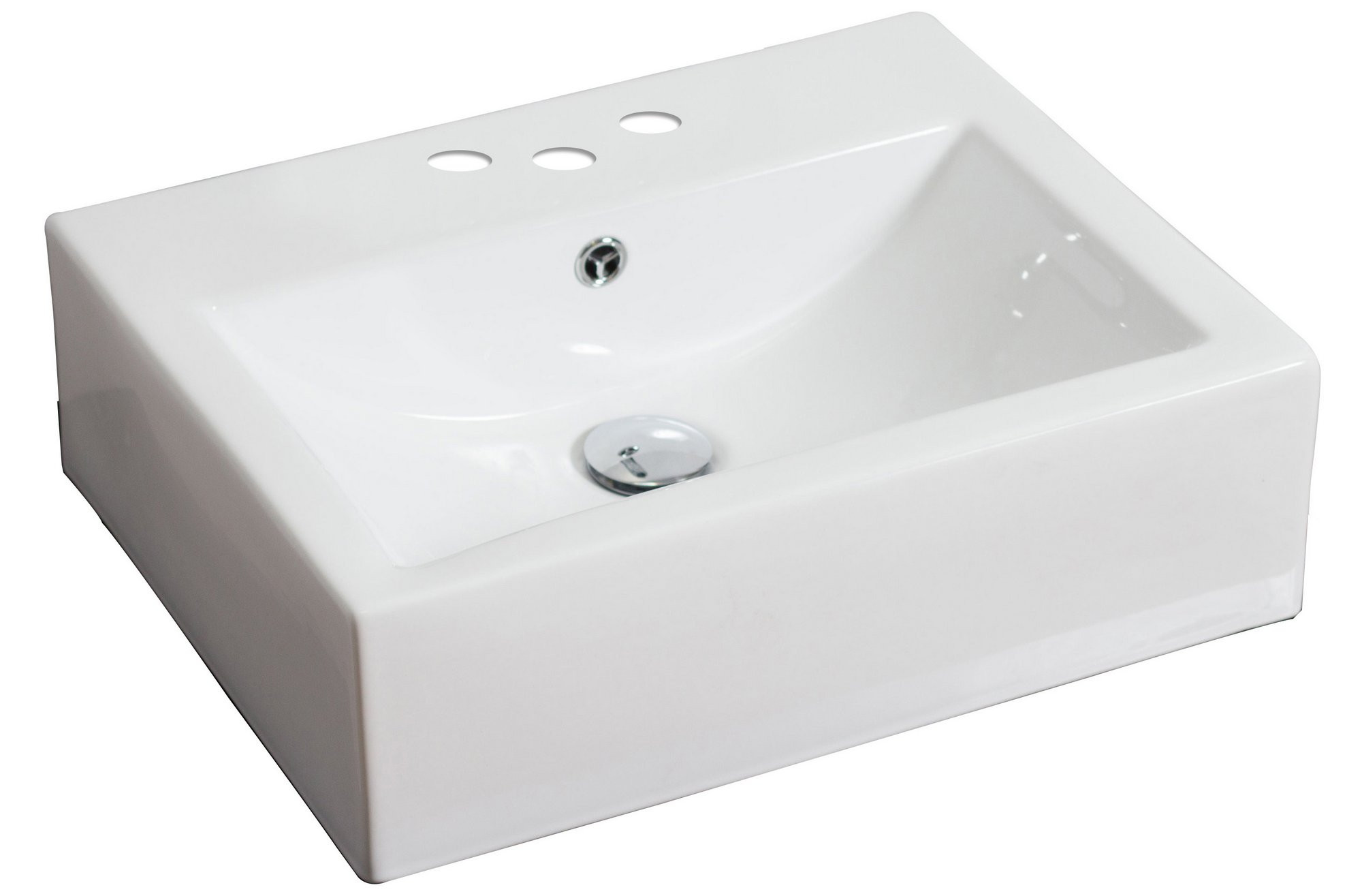 American Imagination AI-686 Wall Mount Rectangle Vessel In White For 4-in. o.c. Faucet