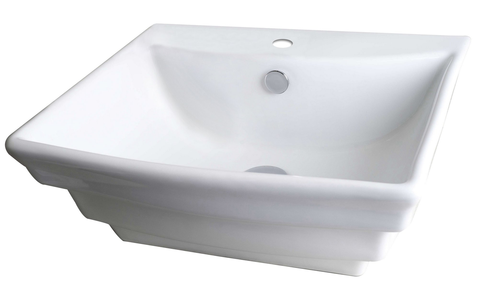 American Imagination AI-689 Wall Mount Rectangle Vessel In White Color For Single Hole Faucet