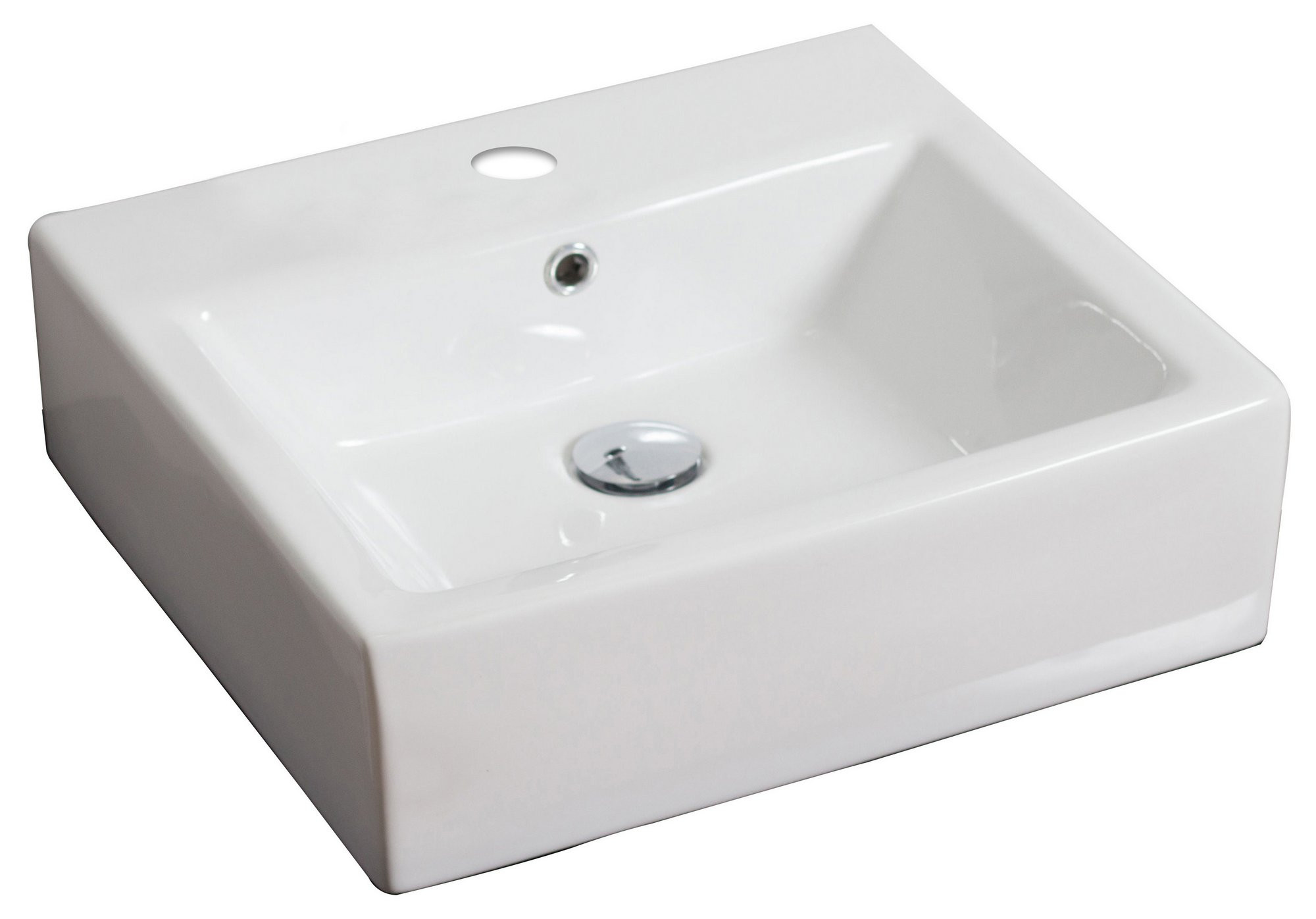 American Imagination AI-690 Wall Mount Rectangle Vessel In White Color For Single Hole Faucet
