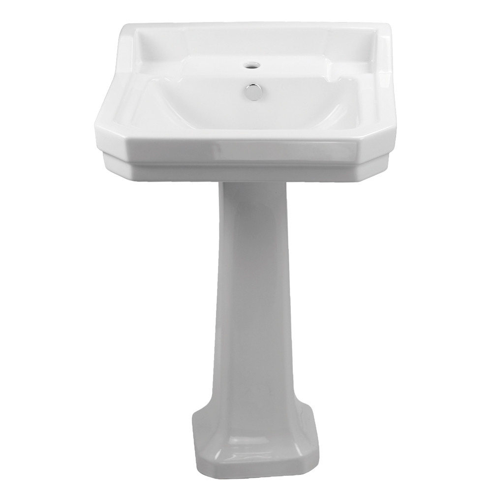 Whitehaus B112M-P Pedestal Sink with Integrated Rectangular Bowl and Overflow