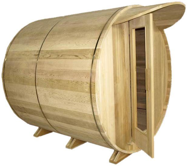 SaunaCore BRL6X8-WS Outdoor Barrel Shaped Sauna Room With Wood Burning Heater
