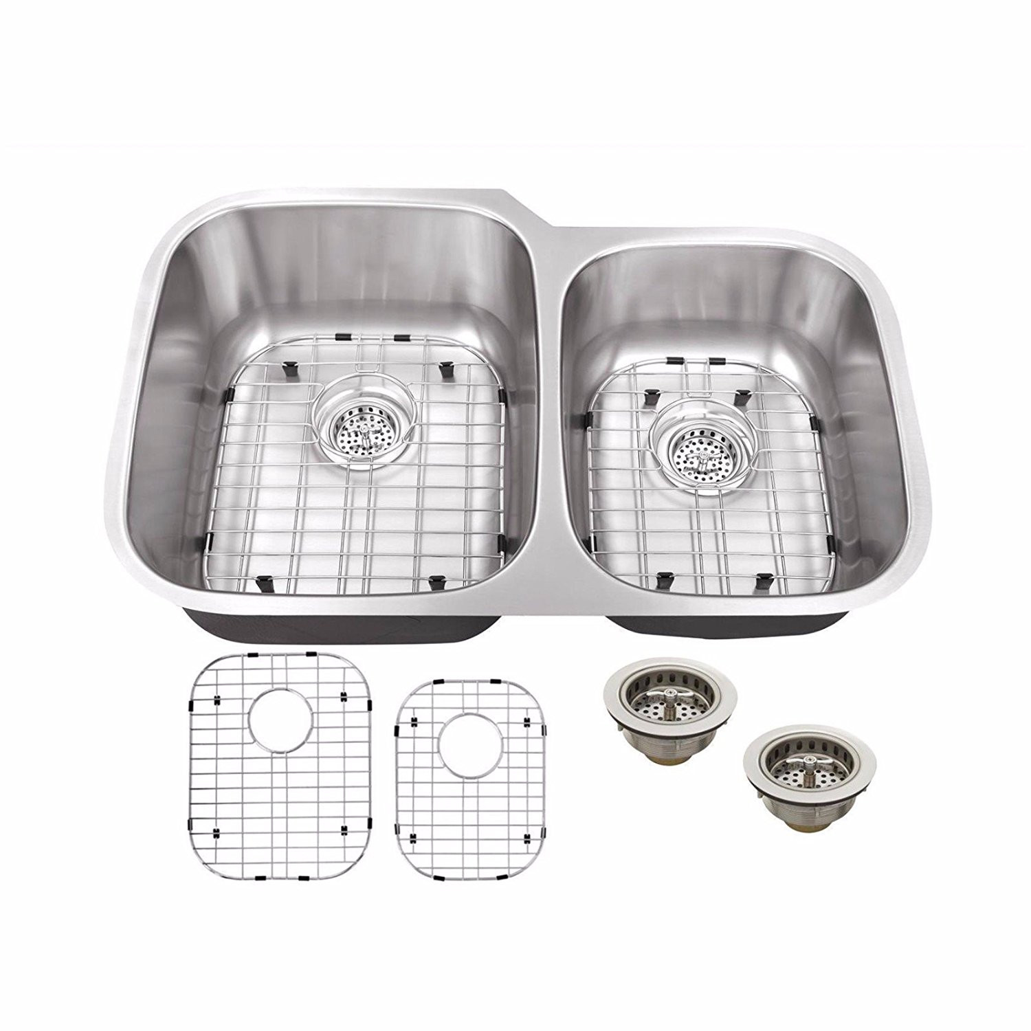 Cahaba CA122232 18 Gauge Double Bowl Kitchen Sink With Grid Sets and Drain
