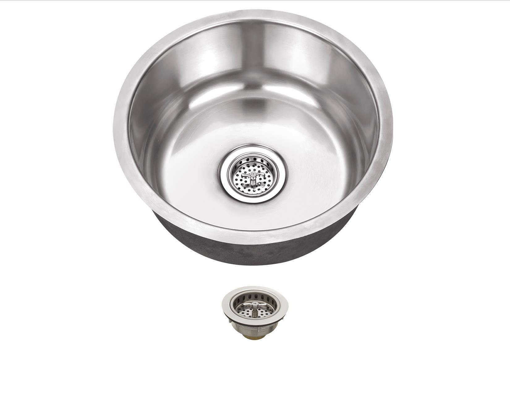 Cahaba CA122R17 18 Gauge S. Steel Single Round Bar Sink With Drain Assembly
