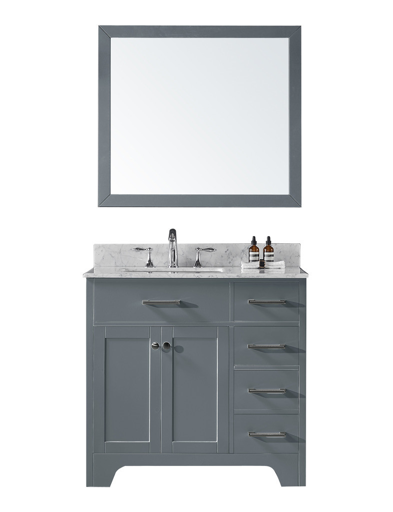 Exclusive Heritage CL-10036S-WMCG Single Sink Vanity in Grey w/ Marble Top