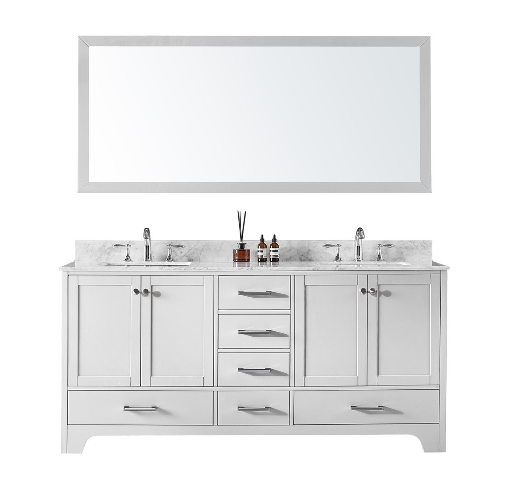 Exclusive Heritage CL-10172D-WMWH Double Sink Vanity in White w/ Marble Top