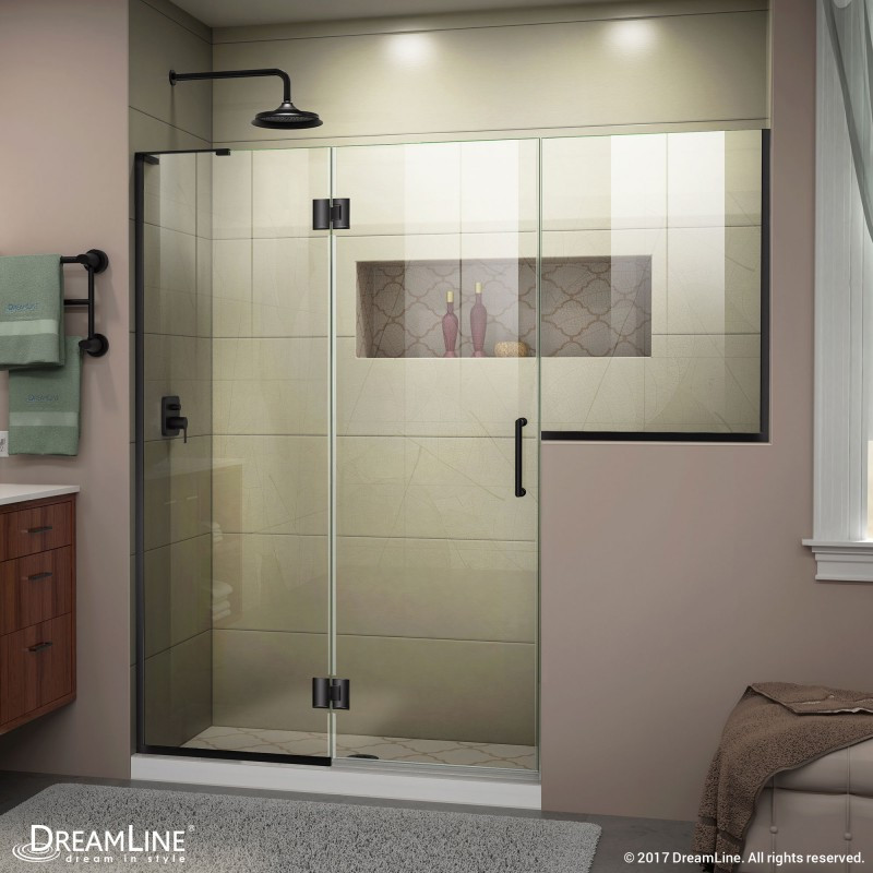 DreamLine D3242436L-09 Satin Black Unidoor-X Hinged Shower Door With Left-wall Bracket