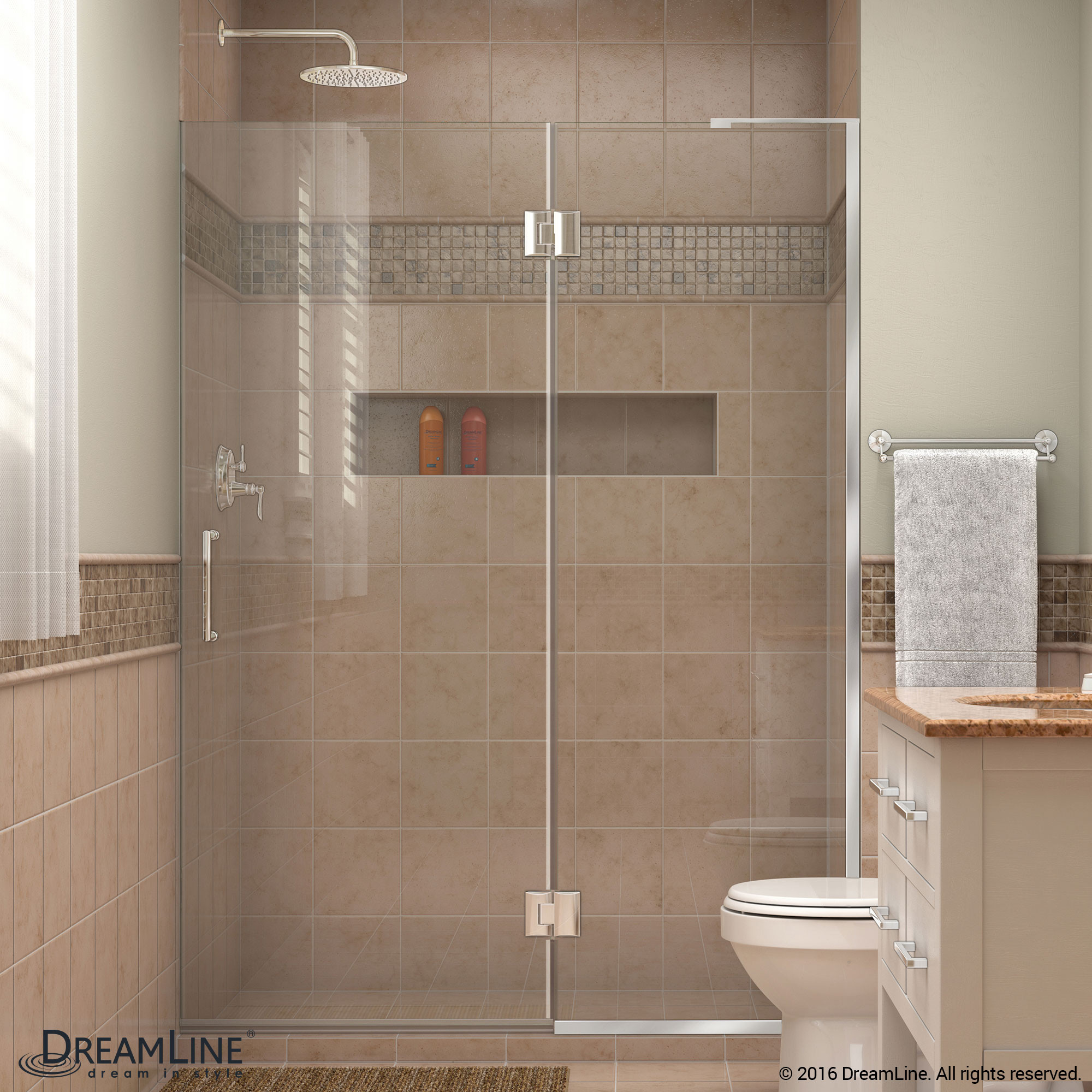 DreamLine D32472R-01 Chrome Unidoor-X Hinged Shower Door With Right-wall Bracket