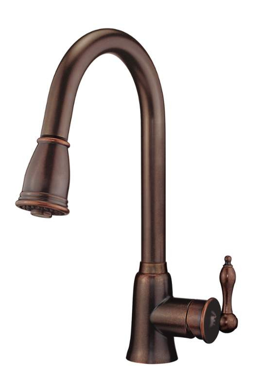 Danze D454410BR Tumbled Bronze Single Handle Pull-Down Kitchen Faucet With Pull-Down Spray
