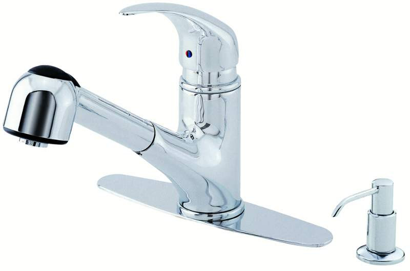 Danze D454412 Melrose™ One Handle Kitchen Faucet With Soap Dispenser In Chrome
