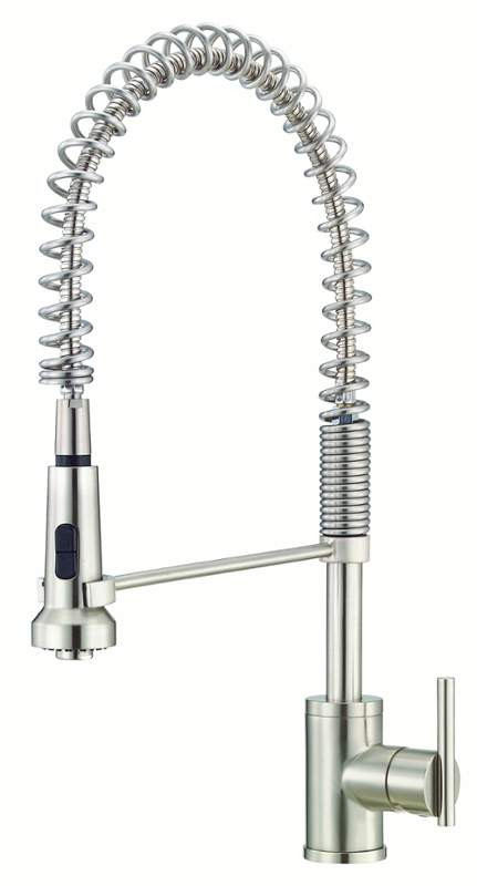 Danze D455058SS Parma™ Pre-Rinse One Handle Spring Spout Kitchen Faucet In Stainless Steel