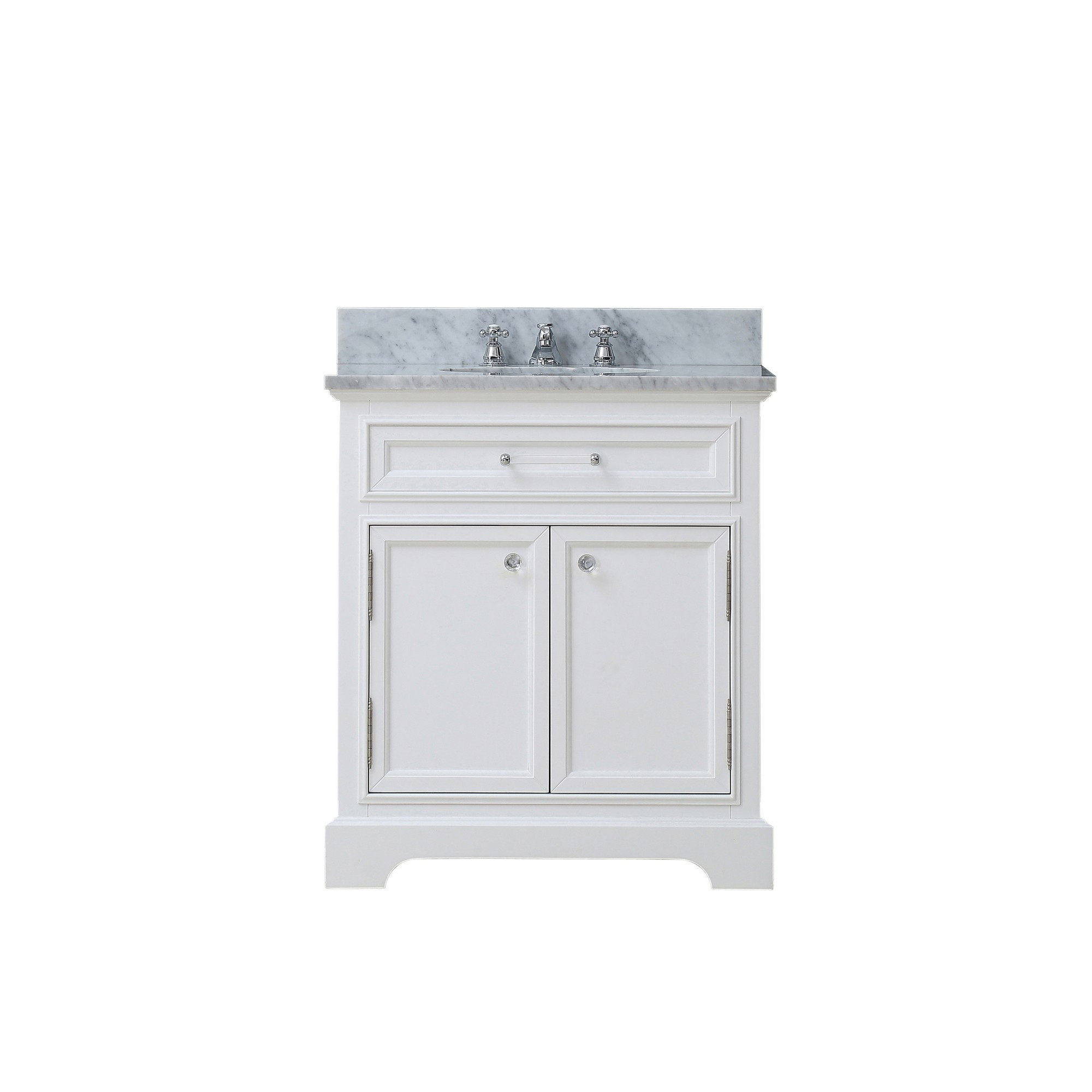Water Creation Derby24WF 24" Solid White Single Bath Vanity And Faucet