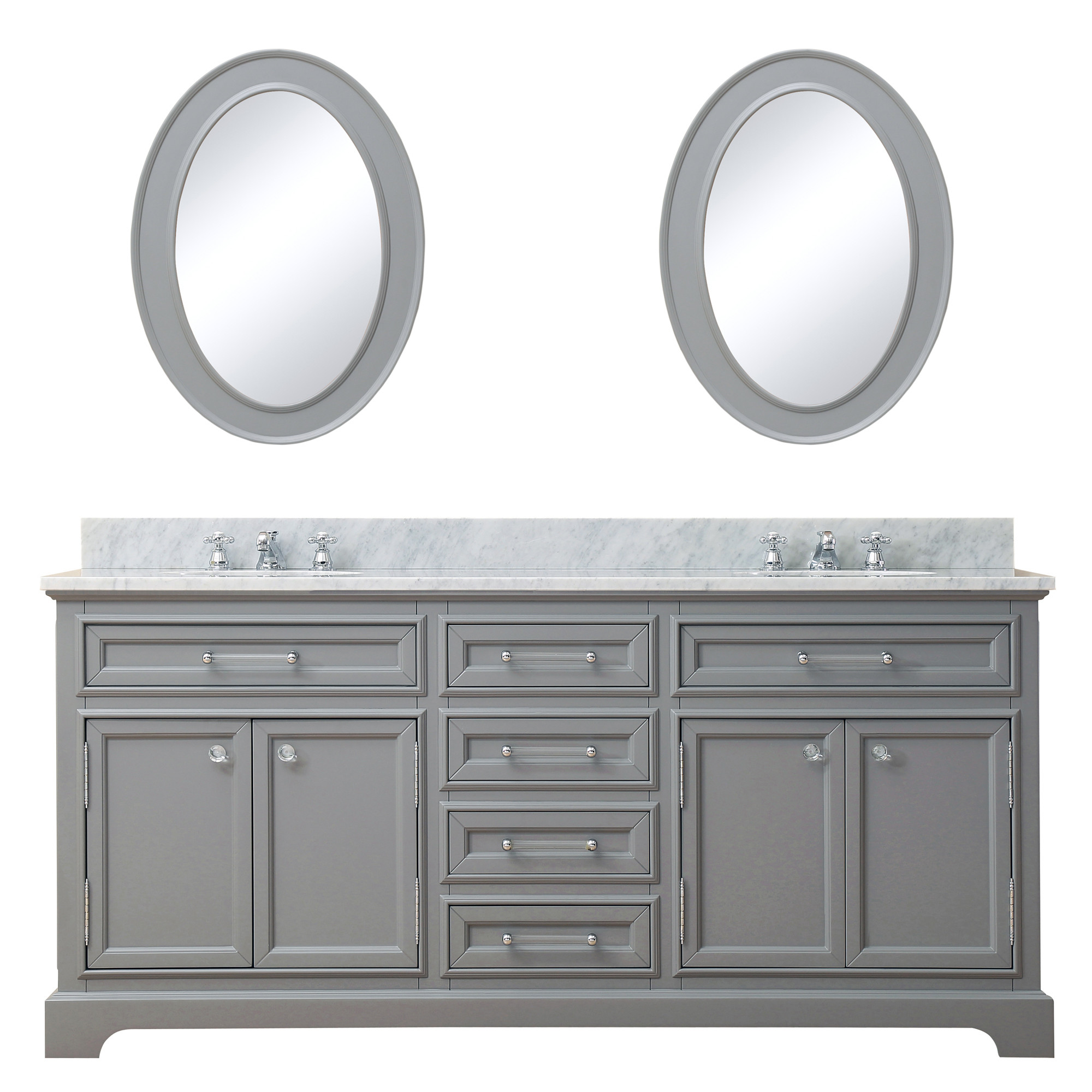 Water Creation Derby72GBF Grey Double Sink Vanity with Mirrors And Faucets