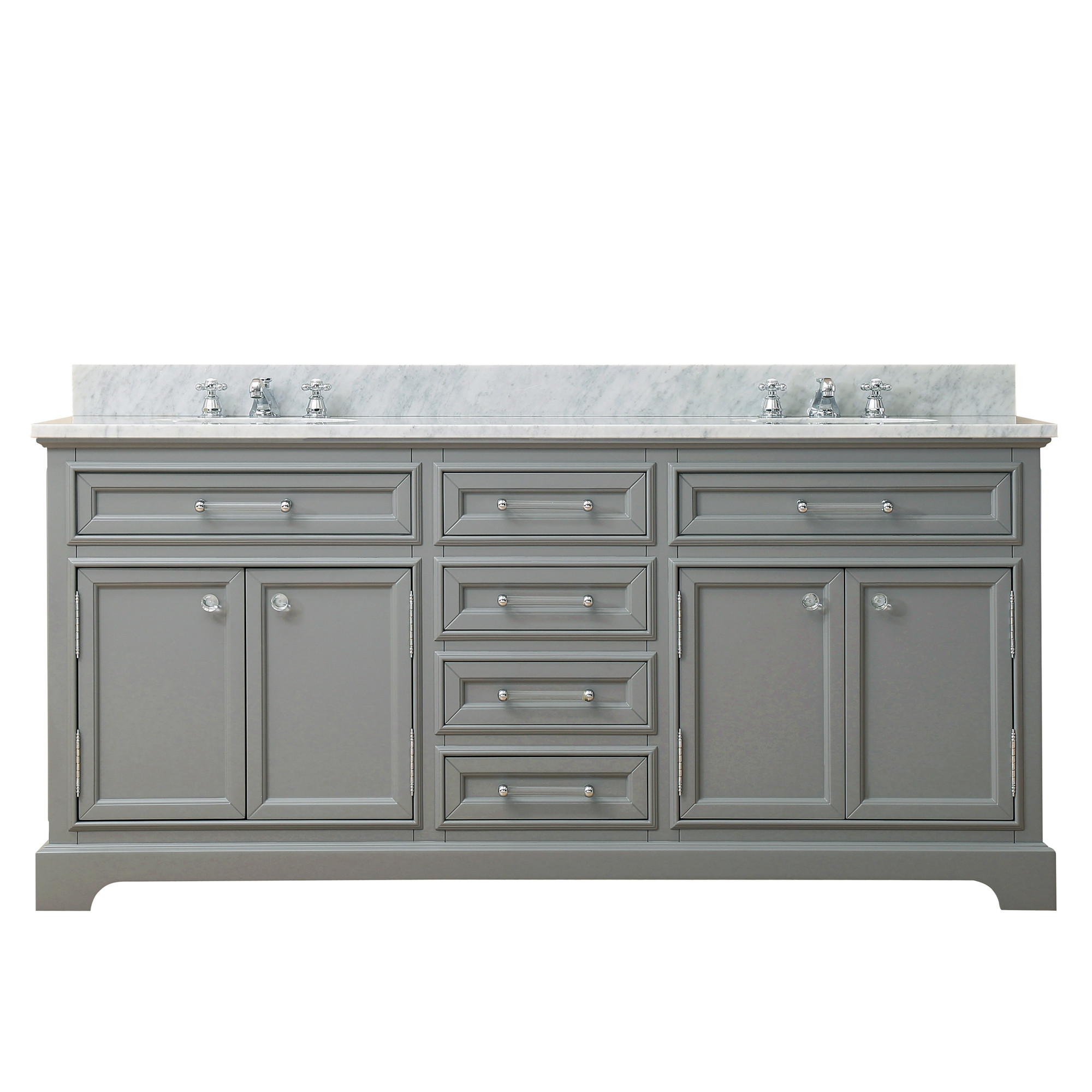 Water Creation Derby72GF 72" Cashmere Grey Double Sink Vanity with Faucet