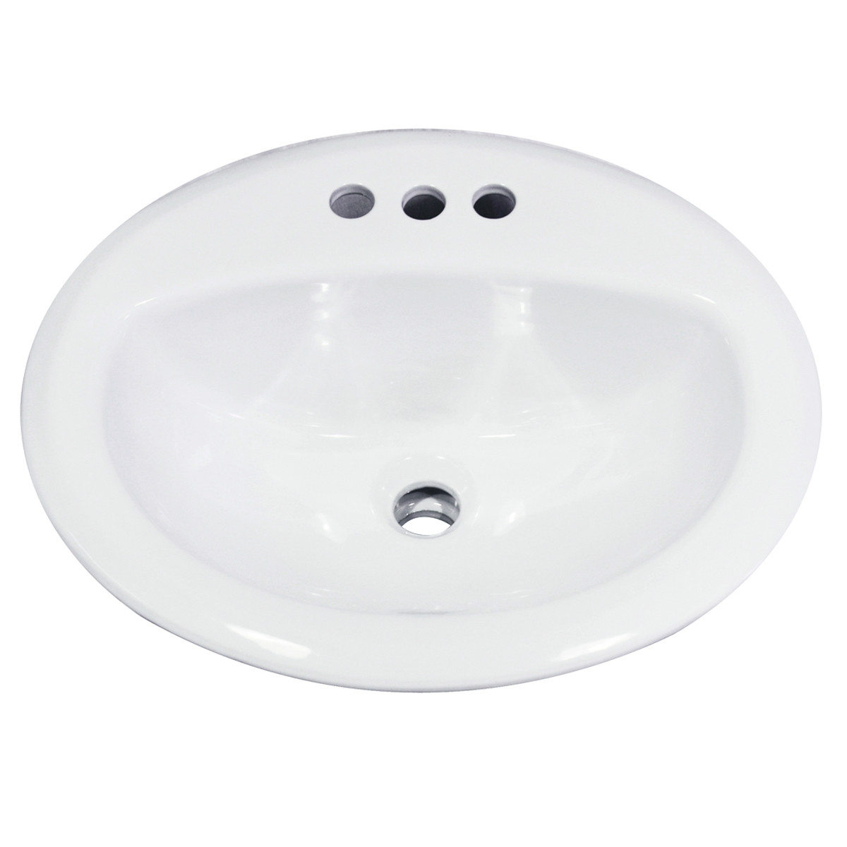 Nantucket Sinks DI2017-4 Drop-In Oval Ceramic Bathroom Vanity Sink In White