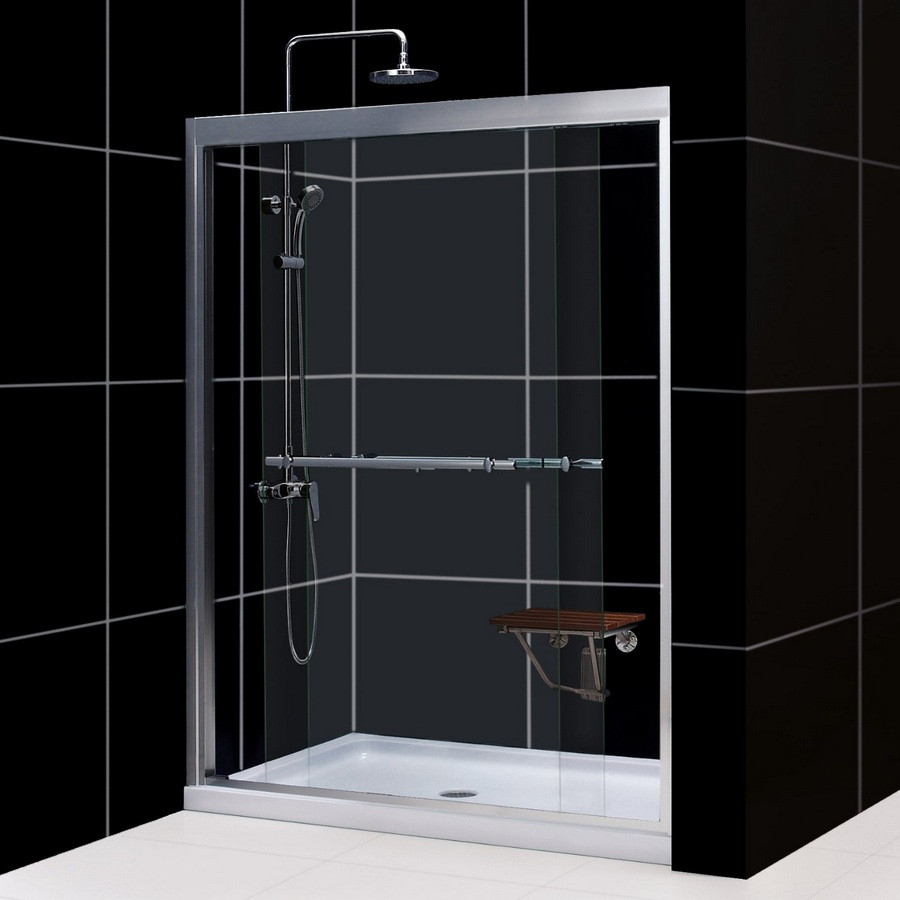 Dreamline DL-6952R-..CL Duet Shower Door and 34" by 60" Base Right Drain