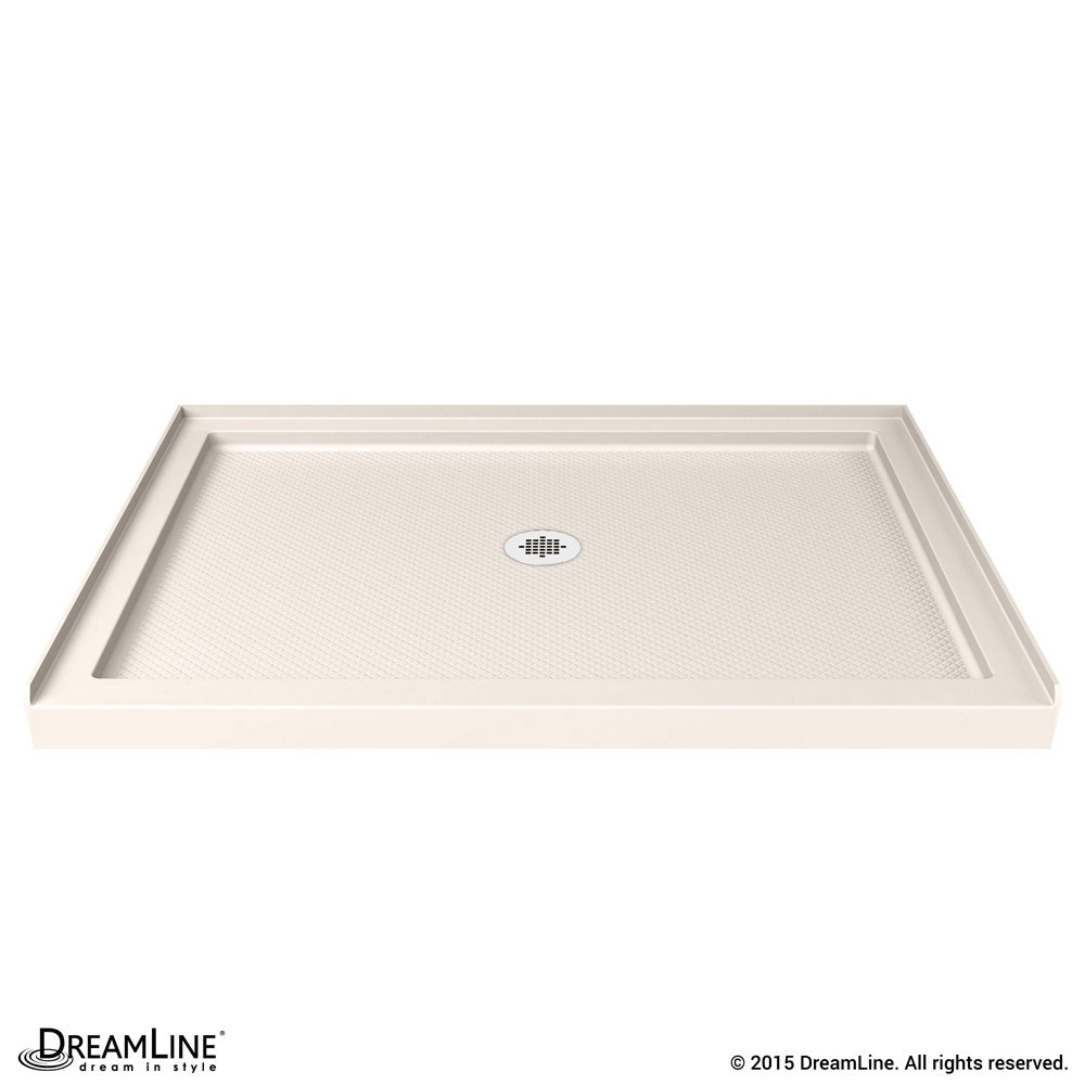 DreamLine DLT-1134480-22 SlimLine 34 Inch by 48 Inch Single Threshold Shower Base In Biscuit Color Center Drain Base