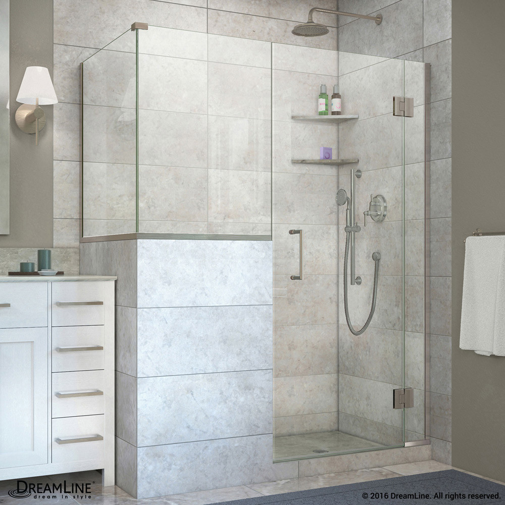 DreamLine E127243636-04 Unidoor-X 57 x 36.375 x 72" Hinged Shower Enclosure In Brushed Nickel Finish