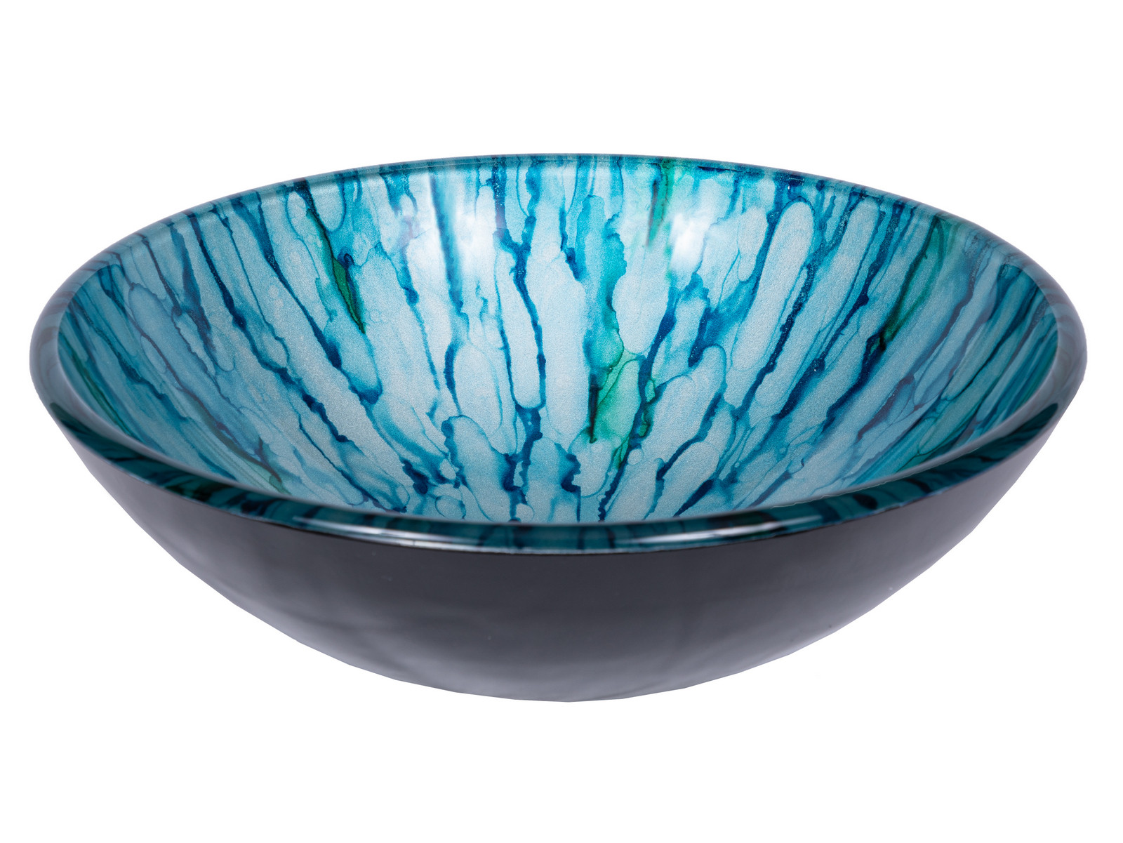 Eden Bath EB_GS44 Single Bowl Magnolia Tempered Glass Vessel Sink In Blue