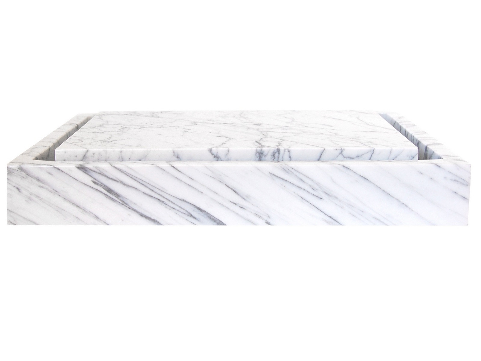 Eden Bath EB_S006CW-P Rectangular Infinity Pool Sink - White Carrara Marble