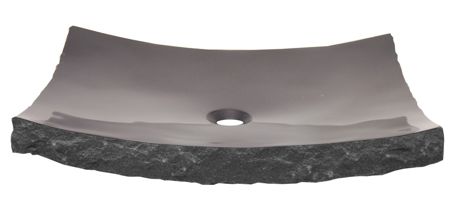 Eden Bath EB_S014BK-P Chiseled Large Black Granite Zen Bathroom Vessel Sink