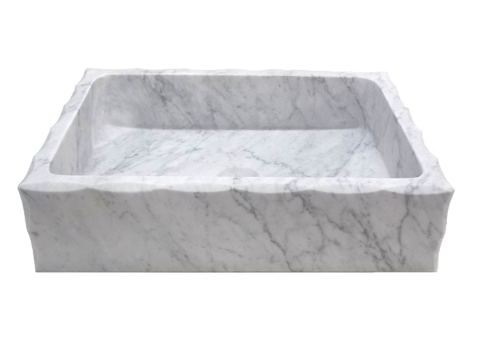 Eden Bath EB_S037CW-H Antique Rectangular Vessel Sink In Honed White Carrara Marble