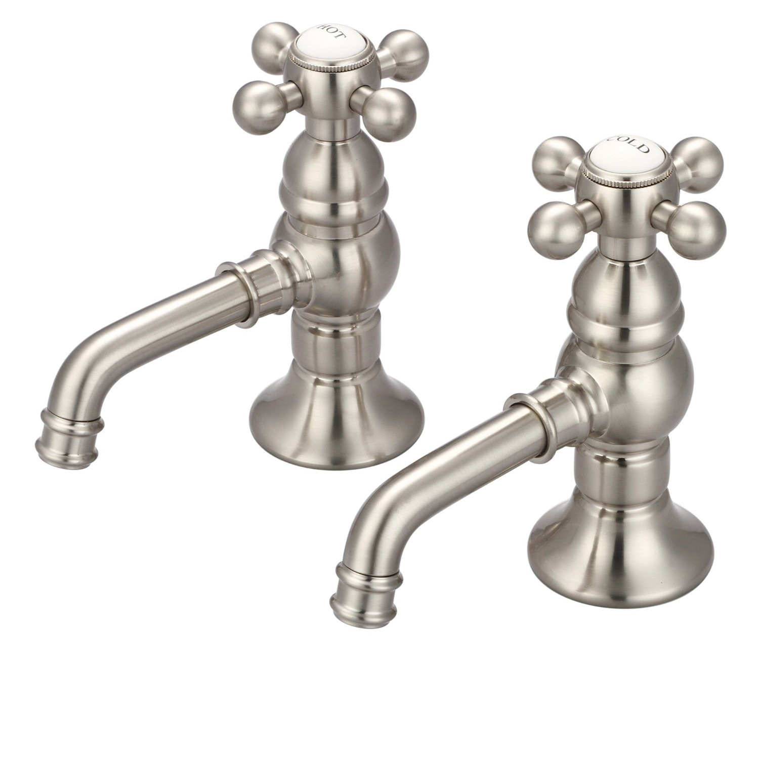 Water Creation F1-0002-02-PL Basin Cocks Lavatory Faucet in Brushed Nickel, Image Shown with Cross Handle