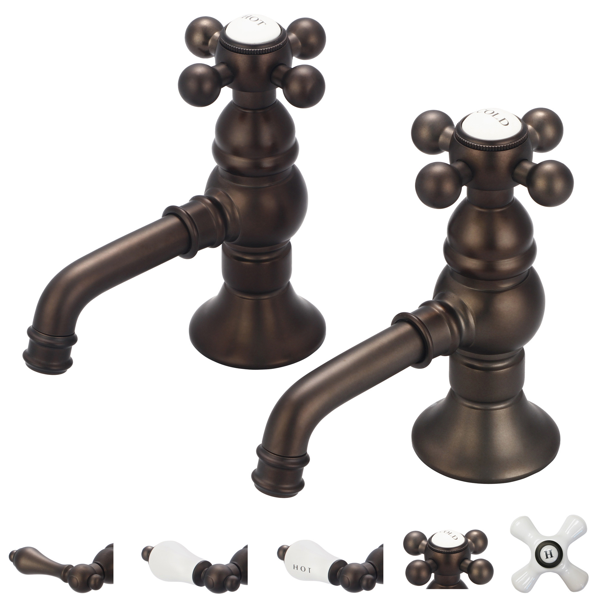 Water Creation F1-0002-03-PX Oil Rubbed Bronze Finish Widespread Faucet, Image Shown with Cross Handle