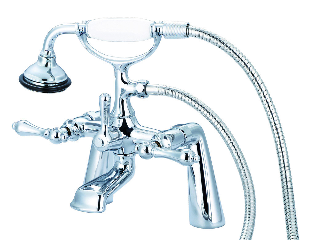 Water Creation F6-0003-01-AL Chrome Deck Mount Tub Faucet with Shower 