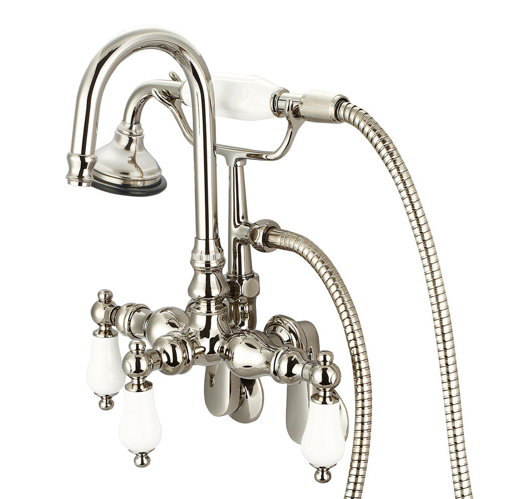Water Creation F6-0011-05-PL Gooseneck Spout Bathtub Faucet With Handshower