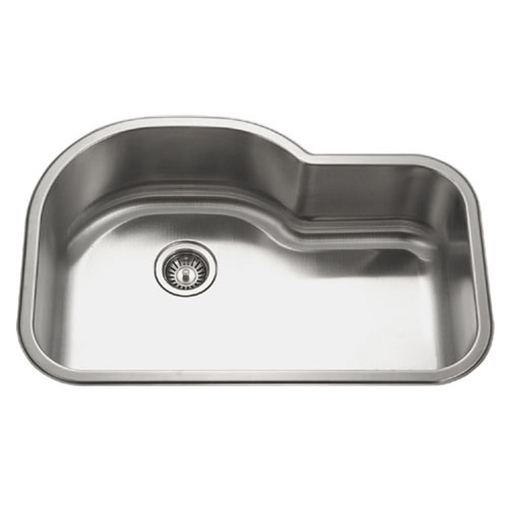 Houzer MH-3200-1 Medallion Gourmet Undermount Stainless Steel Offset Single Bowl Kitchen Sink