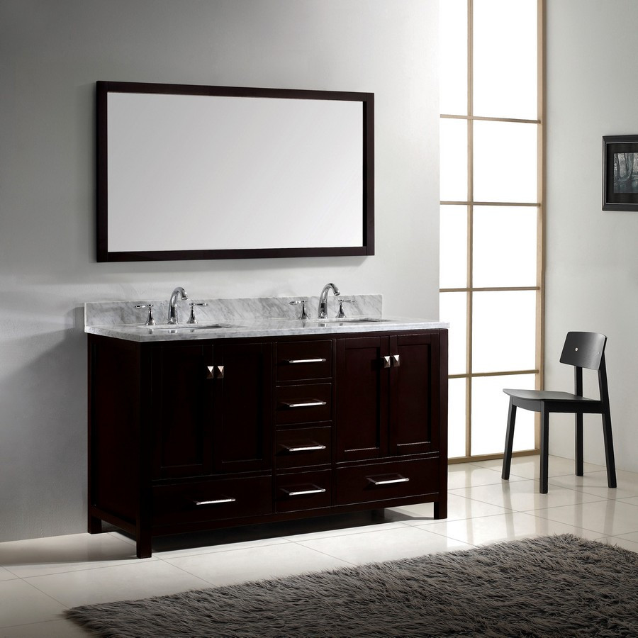 Virtu GD-50060-WMSQ-ES-001 60 Inch Vanity with White Marble for Bathroom