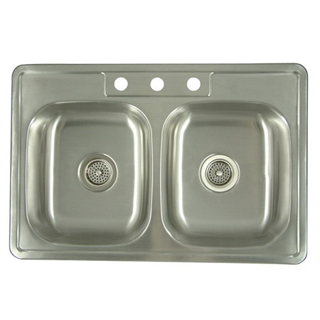 Gourmetier GKTD332283 Self Rimming Double Bowl Sink in Satin Nickel