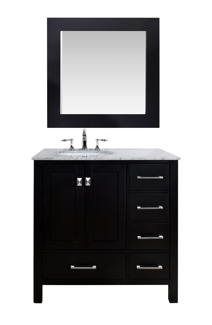 Stufurhome GM-6412-36ES-CR-M35 36" Espresso Bathroom Vanity With 35" Mirror