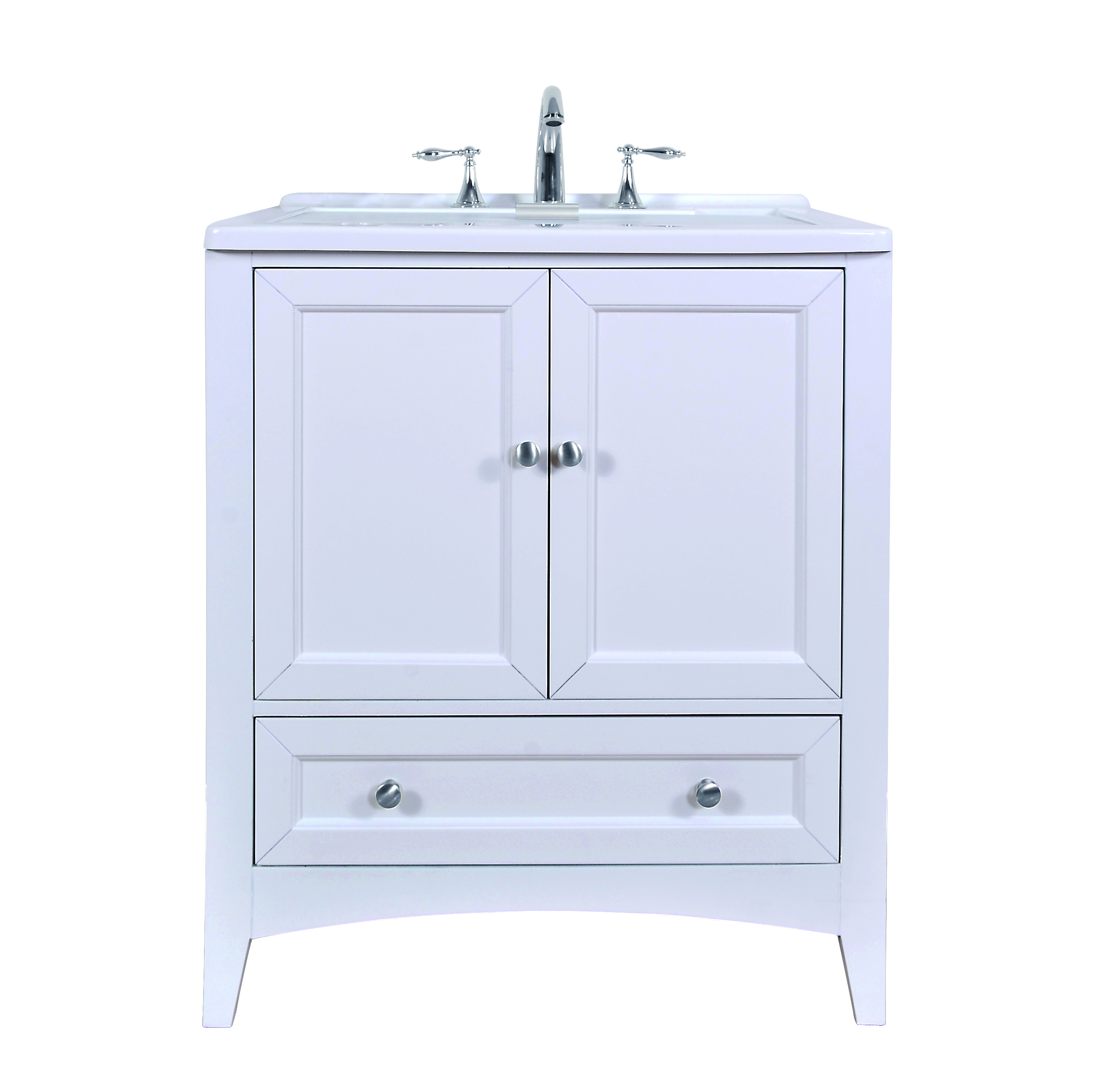 Stufurhome GM-Y01W 30.5 Inch Pure White Single Laundry Sink Vanity