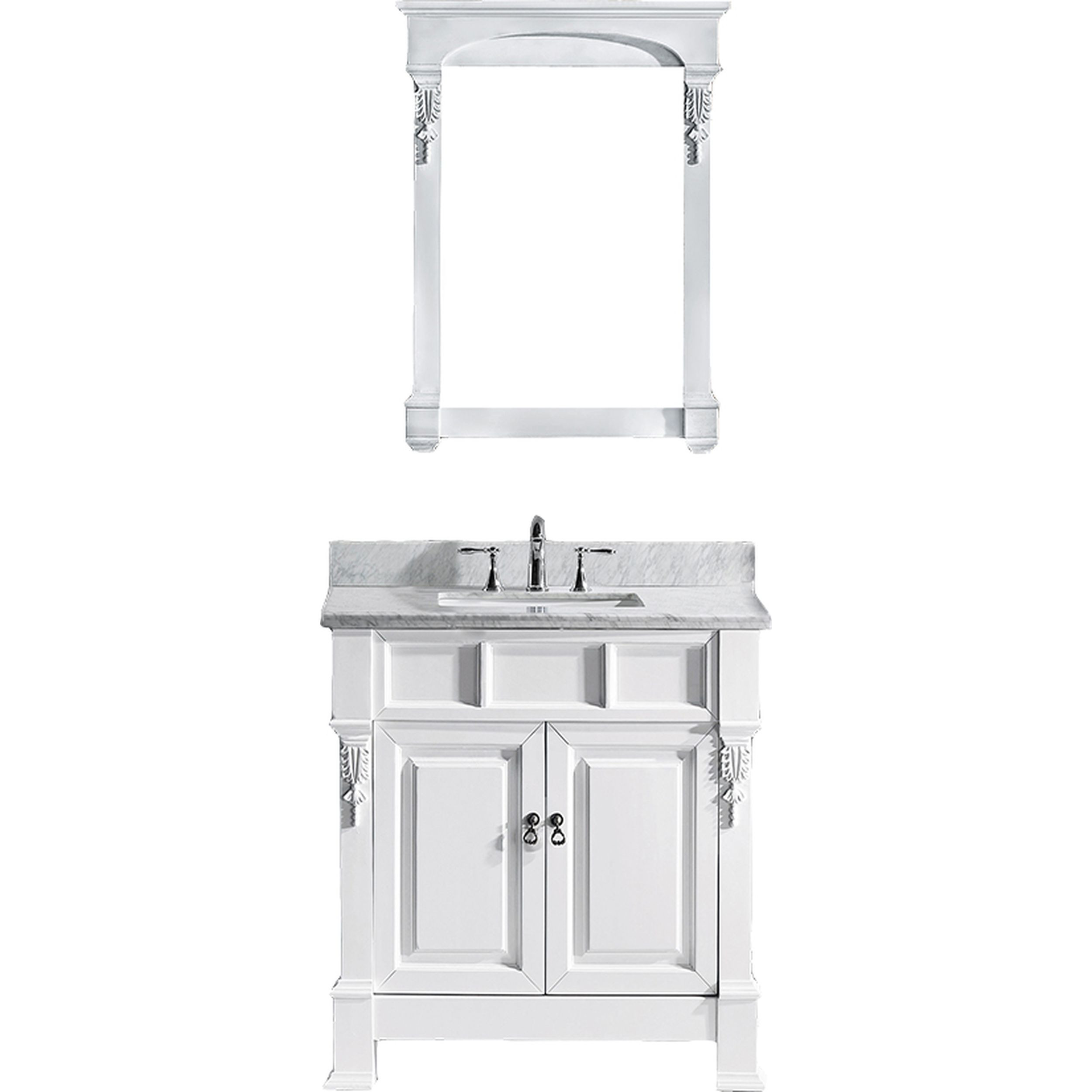 Virtu GS-4036-WMSQ-WH-001 Huntshire 36 Inch Single Bathroom Vanity Set In White