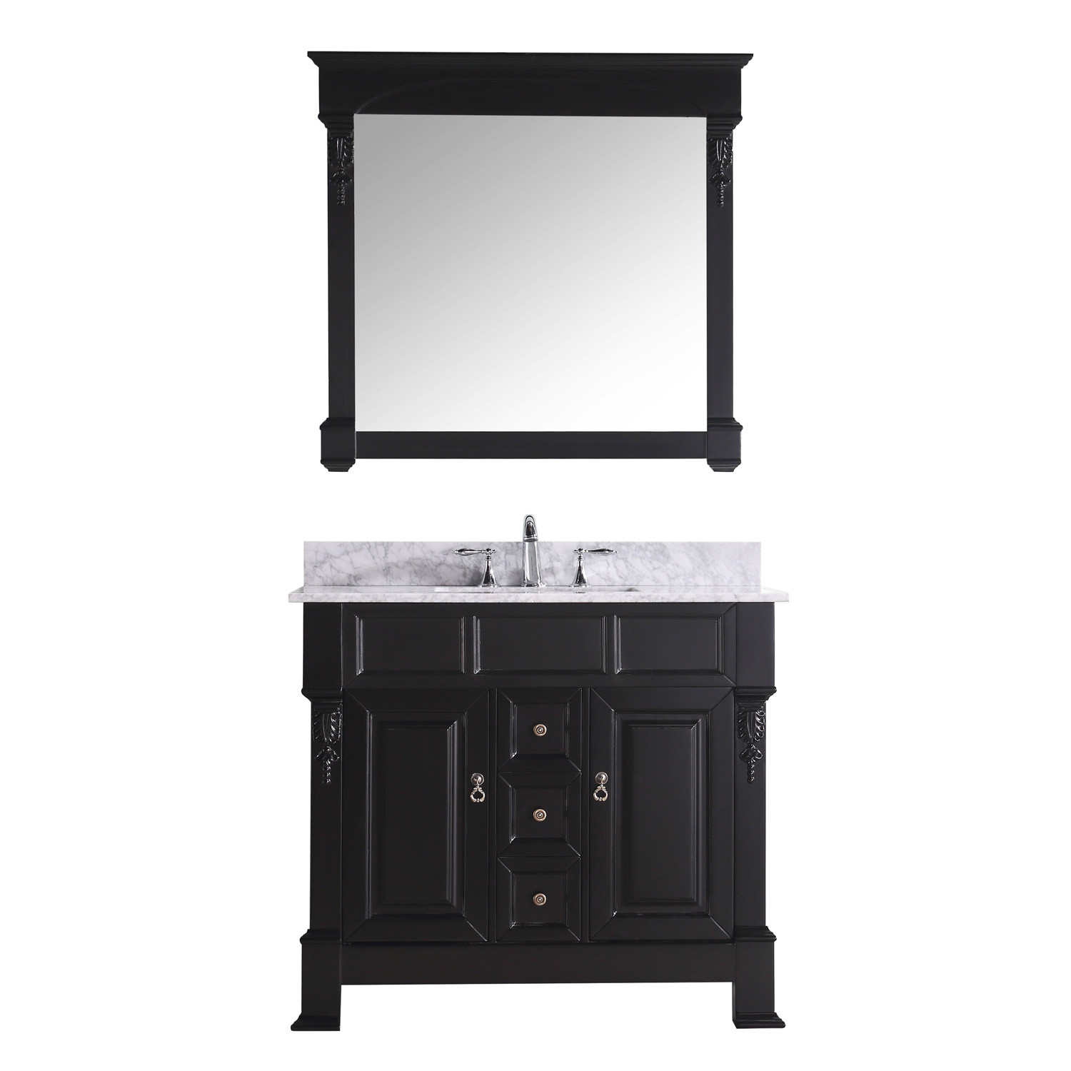 Virtu GS-4040-WMSQ-DW-002 Huntshire 40 Inch Single Bathroom Vanity Set In Dark Walnut