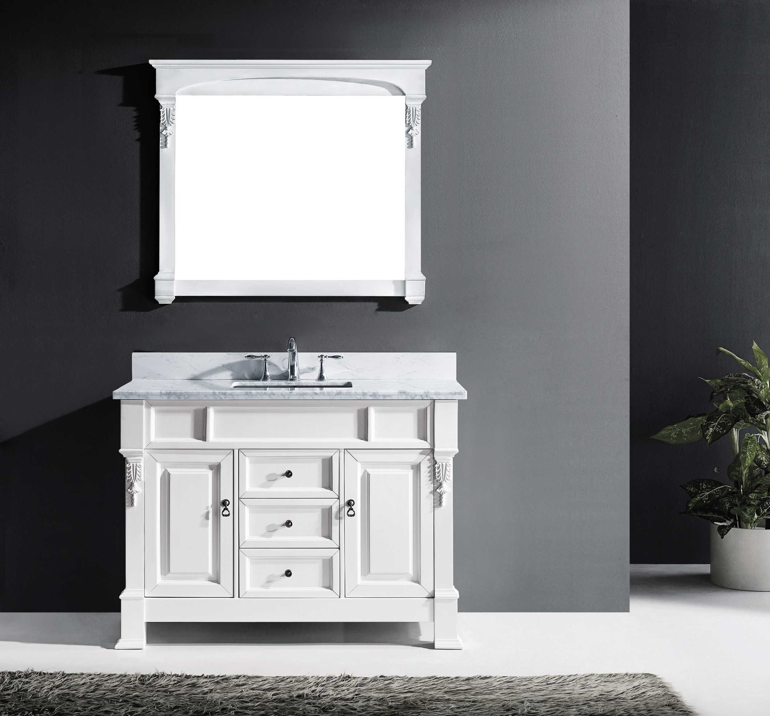 Virtu GS-4048-WMSQ-WH-001 Huntshire 48 Inch Single Bathroom Vanity Set In White