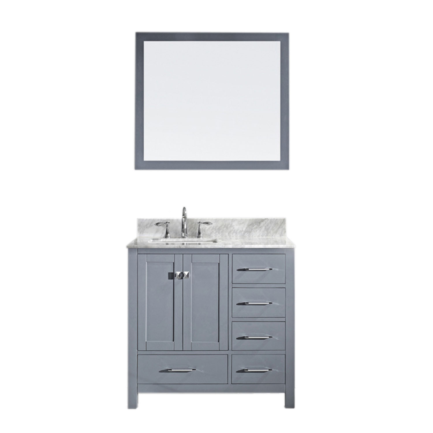 Virtu GS-50036-WMSQ-GR-001 Caroline Avenue 36 Inch Single Bathroom Vanity Set In Grey