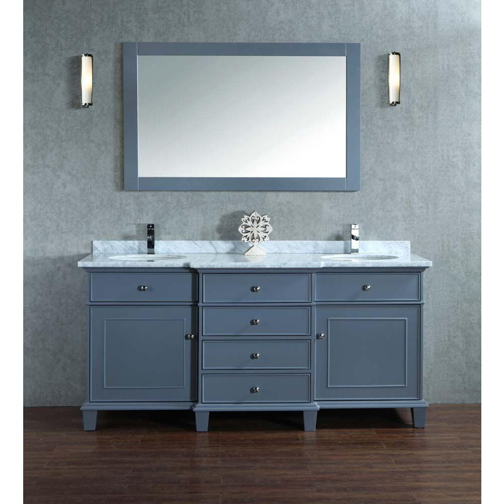 Stufurhome HD-7000.-60-CR Cadence Wood Double Sink Vanity with Mirror