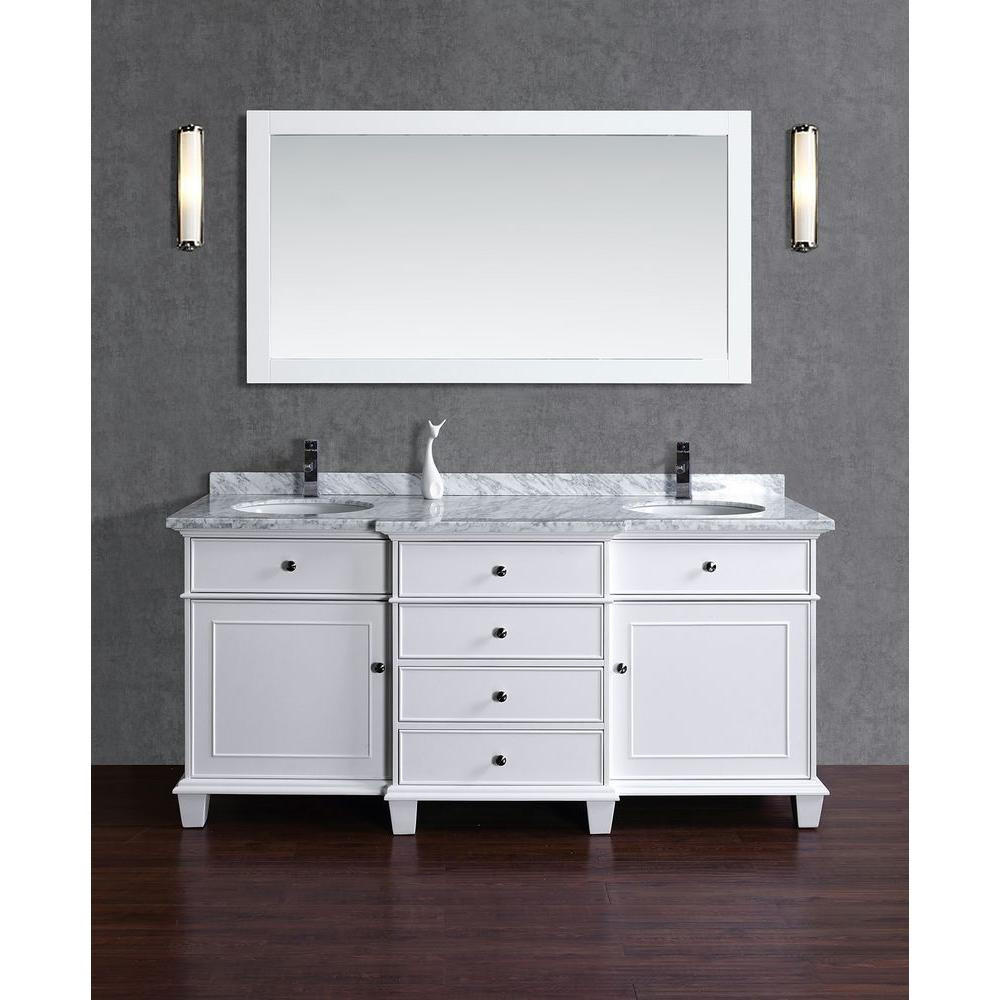 Stufurhome HD-7000.-72-CR Cadence Wood Double Sink Bath Vanity with Mirror 