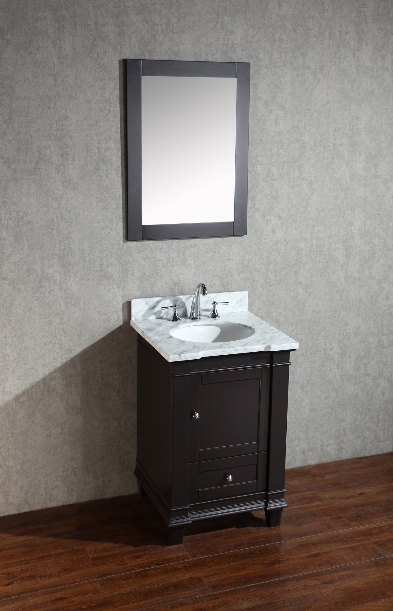 Stufurhome HD-7100E-24-CR Espresso Single Sink Bathroom Vanity with Mirror