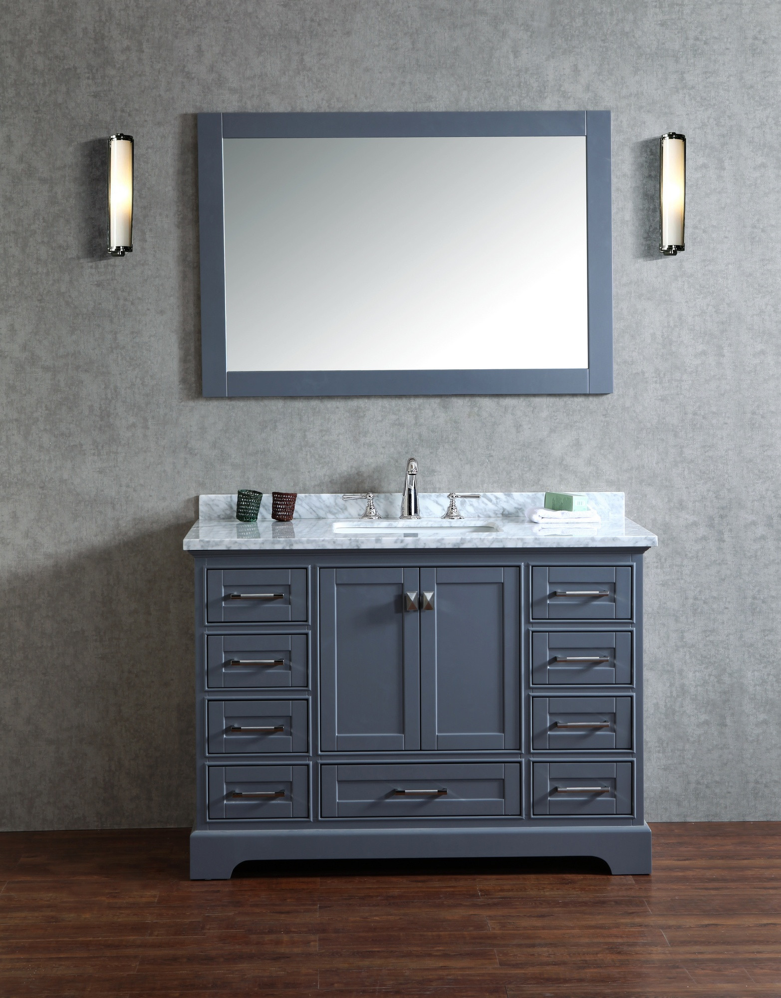 Stufurhome HD-7130G-48-CR Grey Single Sink Bathroom Vanity with Mirror