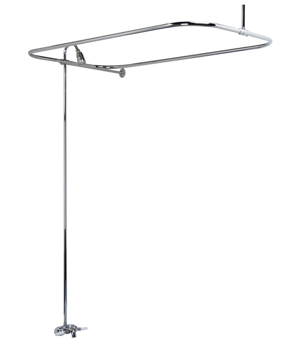 Converto Shower With 54" Rectangular Rod For Faucet Riser Tub Fillers In Polished Chrome