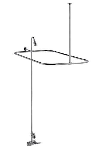 Converto Shower With 48" Rectangular Rod For Code Spout Tub Fillers In Polished Chrome