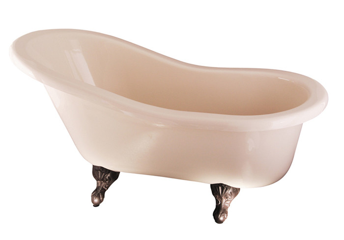 Acrylic Bathtub With Ball and Claw Feet and No Faucet Holes