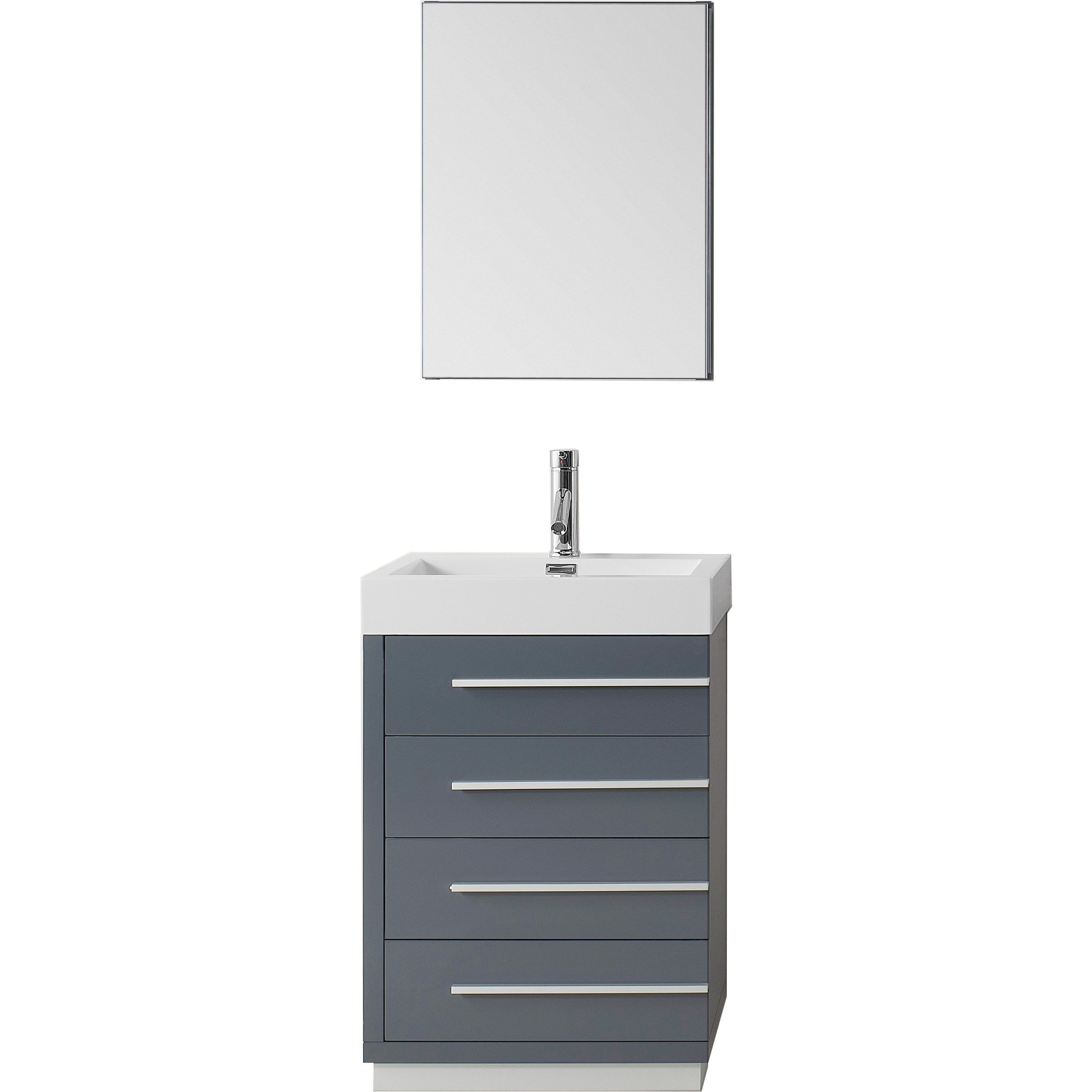 Virtu JS-50524-GR Bailey 24 Inch Single Bathroom Vanity Set In Grey