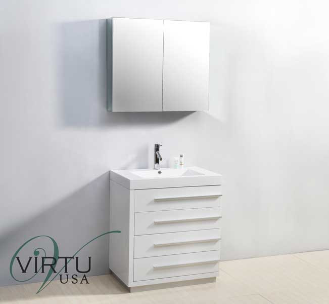 Virtu USA JS-50530-GW 30" Bailey - Gloss White - Single Sink Bathroom Vanity