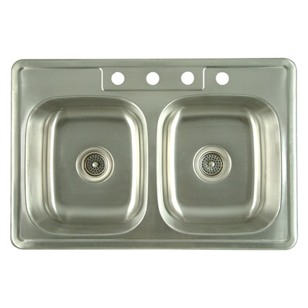 Gourmetier K33228DBN Carefree Double Bowl Kitchen Sink in Satin Nickel