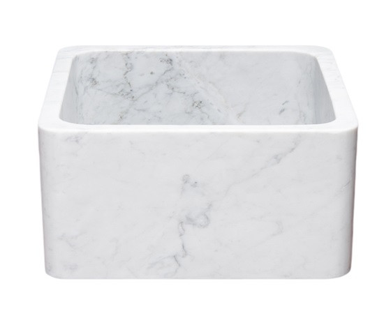 Allstone KF171710-CW 17 x 17 Inch Carrara Marble Farmhouse Kitchen Sink 