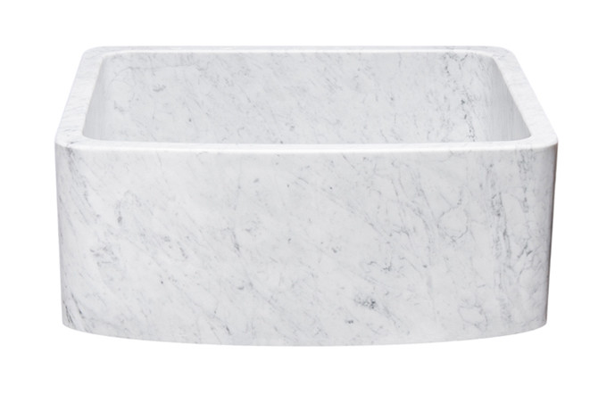 Allstone KFCF242110-CW 24" Curved Front Farm Kitchen Sink - Carrara Marble